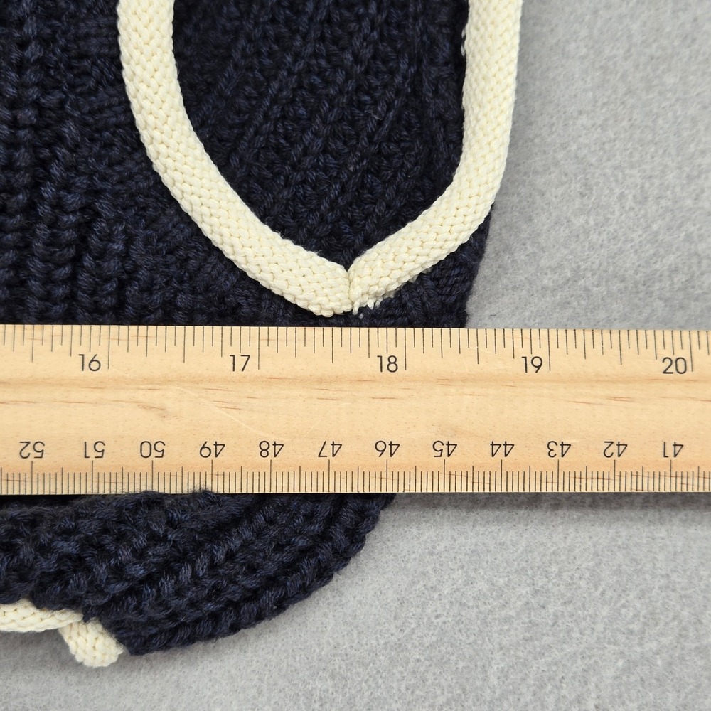 Zara Contrast Trim Open Back Knit Crop Top Sweater Navy Blue White Size Large - Picture 8 of 8